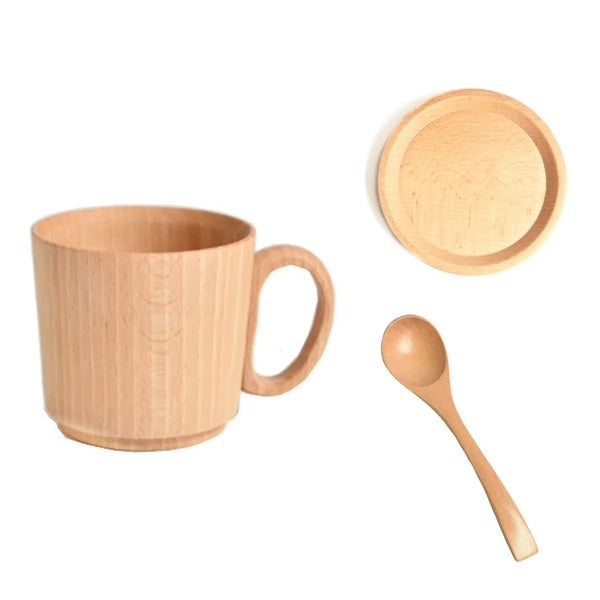Wooden Coffee Mug Cup Spoon Coaster Set