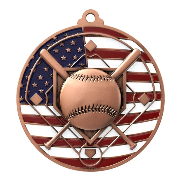 2 3/4" Baseball Patriotic Medal