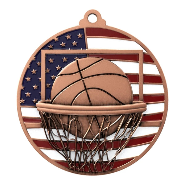 2 3/4" Basketball Patriotic Medal