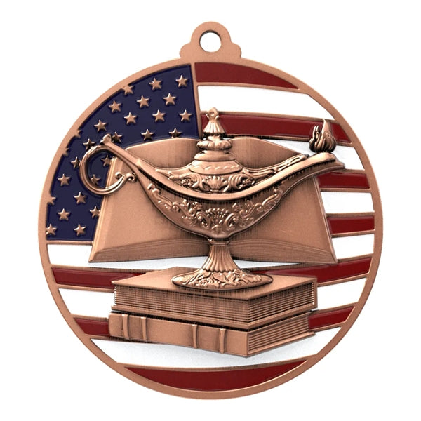 2 3/4" Book & Lamp Patriotic Medal