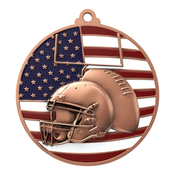 2 3/4" Football Patriotic Medal