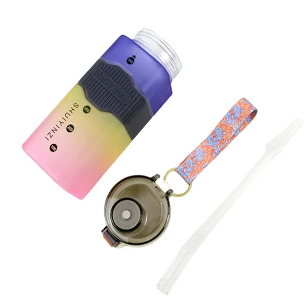18/24/30 oz Sports Square Water Bottle with Straw Flip Lid