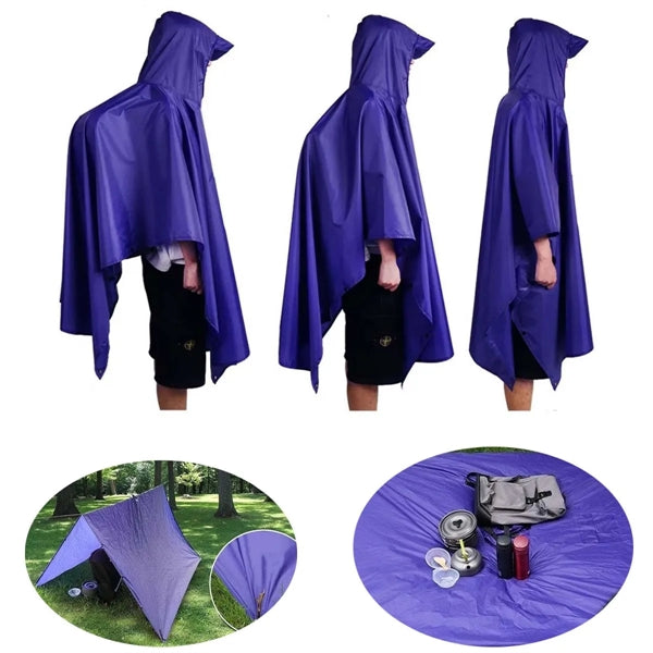 Outdoor 3-in-1 Polyester Poncho Cape for Adults Raincoat
