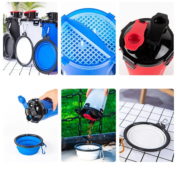 2 In 1 Food Storage Pets Drinking Water Bottle