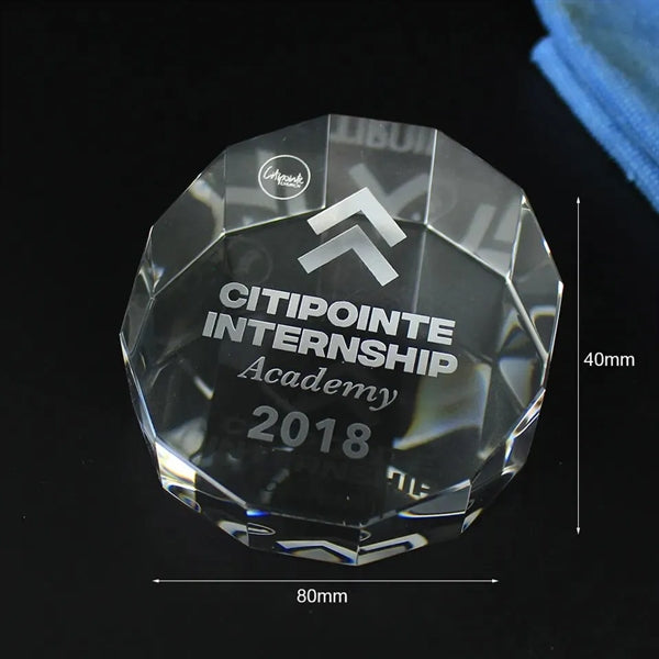 Crystal Double Octagon Paperweight