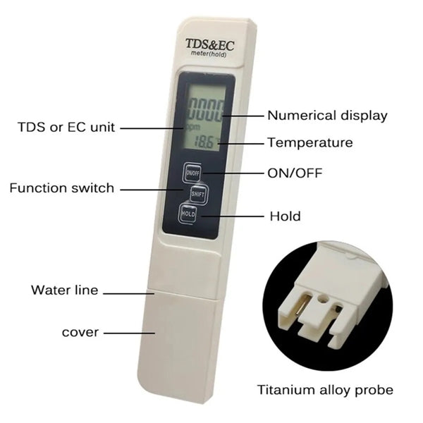 3 in 1 Digital EC TEMP Meter Water Quality Tester