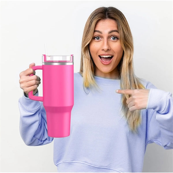 40 oz Tumbler with Handle and Straw