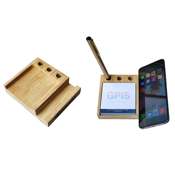 Bamboo Desk Organizer with Phone Holder