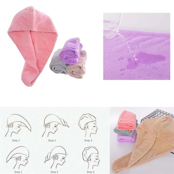 Double Layer Quick Dry Turban Microfiber Hair Hat Cap Towel