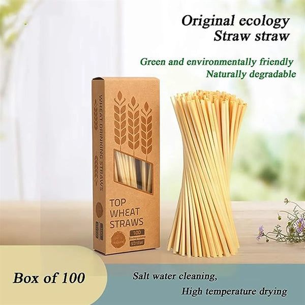 Pack of 100 Natural Wheat Drinking Straws