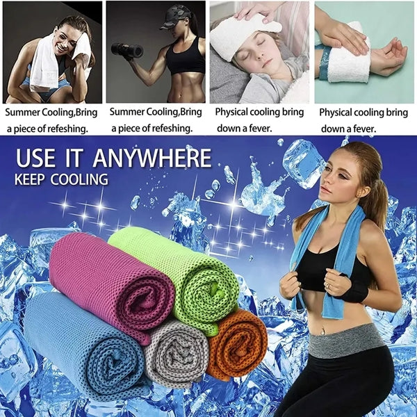 Ice Cooling Quick Dry Towels with Silicone Box with Hook