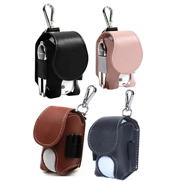 Vegan Leather Golf Ball Belt Waist Bag With Carabiner Hook