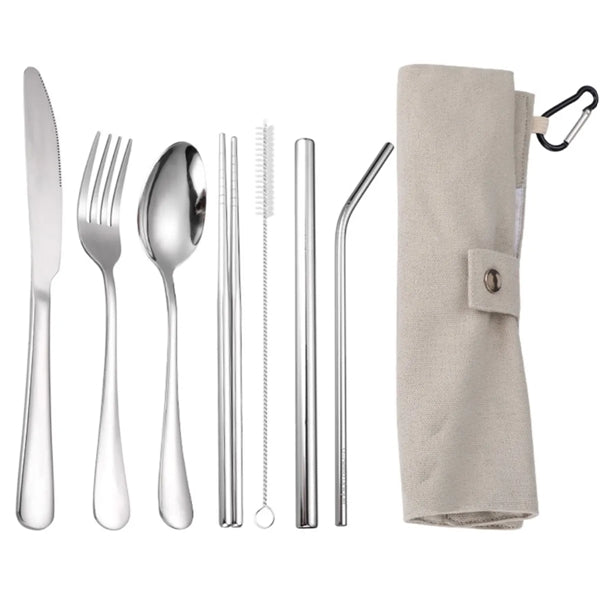 Portable 7 pcs Stainless Steel Cutlery Set