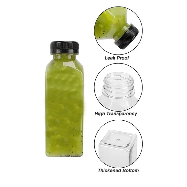 12oz Plastic Clear Square Juice Bottle