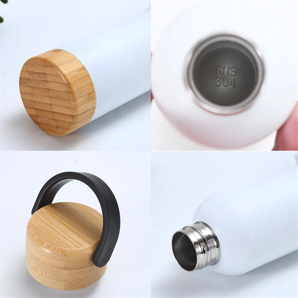 Insulated Water Bottle Bamboo Lid
