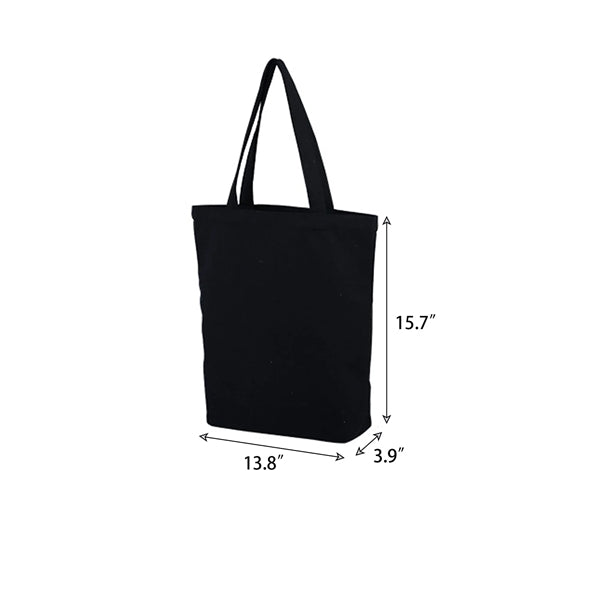 Casual Solid Color Cotton Canvas Shopping Tote Bag