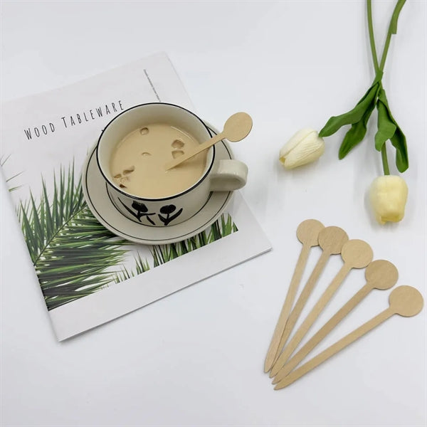 Round Top Wood Drink Stirrer Food Pick Stir Stick
