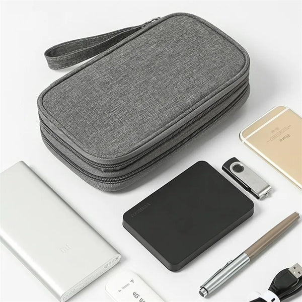 Double Layer Electronic Organizer Case Travel Cable Bag