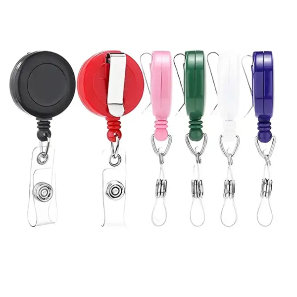 Retractable Round Badge Reel Holder w/Belt Clip