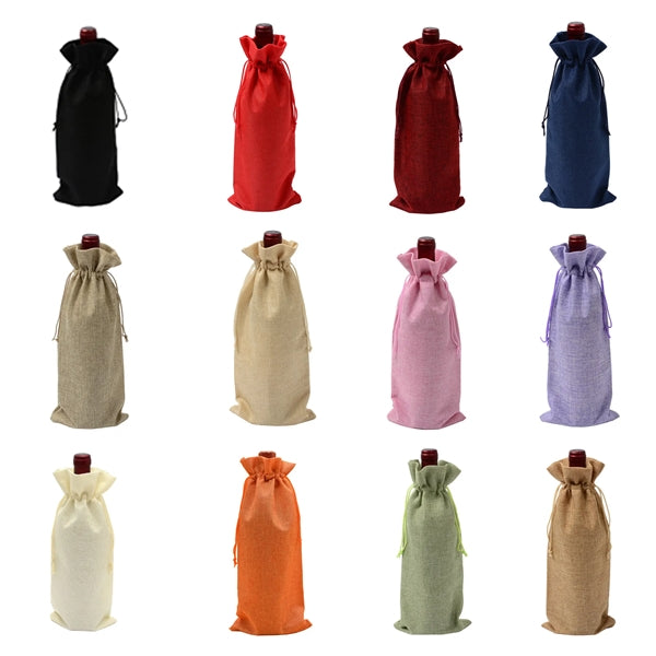 Jute Drawstring Wine Bottle Bag