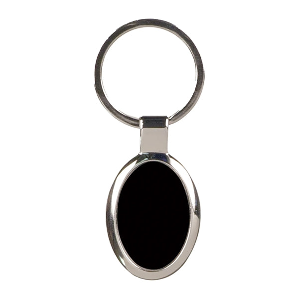 Black Laserable Metal Oval Keychain