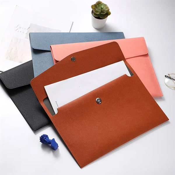 PU Leather Envelope File Folder with Snap Closure