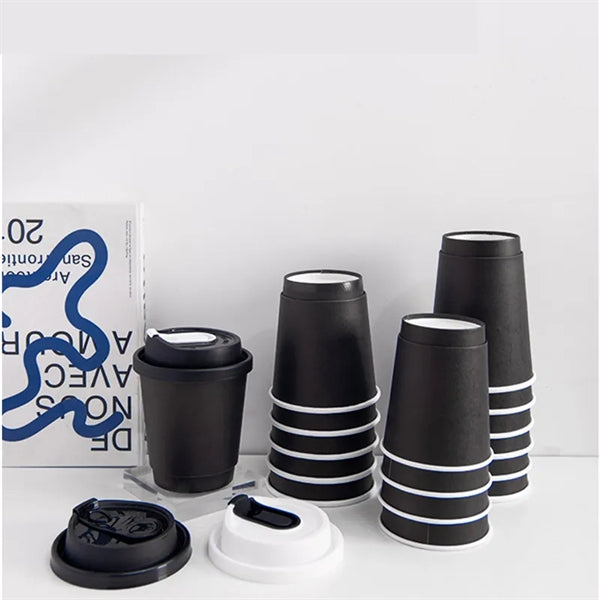 8oz Hot Coffee Black Disposable Paper Cup