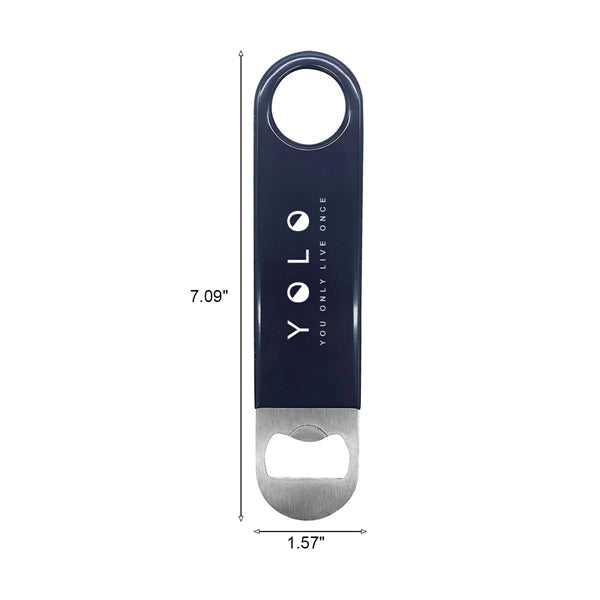 Black Pub Vinyl Stainless Steel Bottle Opener