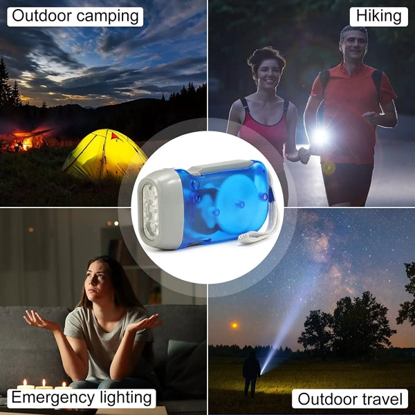 Hand-Powered Crank Flashlight for Camping, Home, Emergency