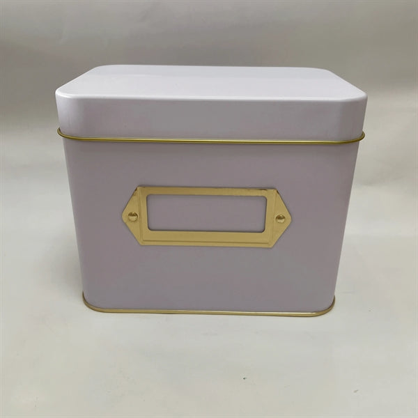 Tea Storage Metal Tin Box With Label Slot On Front