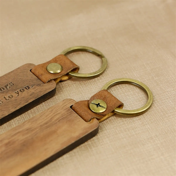 Leather Wood Keychain