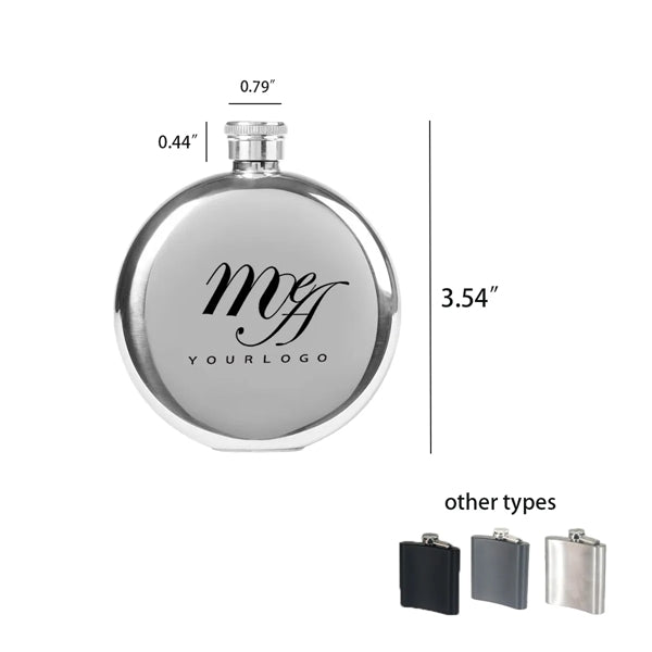 Flask Wine Pot Bottle Round Shape Stainless Steel Hiking