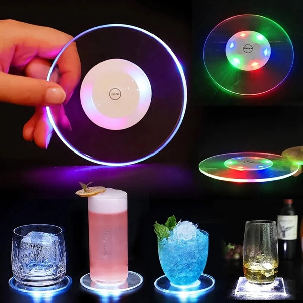 Acrylic Non-Slip Waterproof Transparent LED Cocktail Coaster
