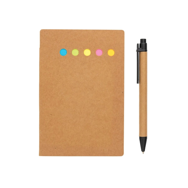 Kraft Notebook With Pen Sticky Notes