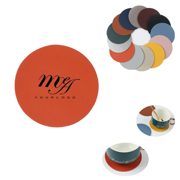 Round Coffee Cup Pad Water Oil Proof PU