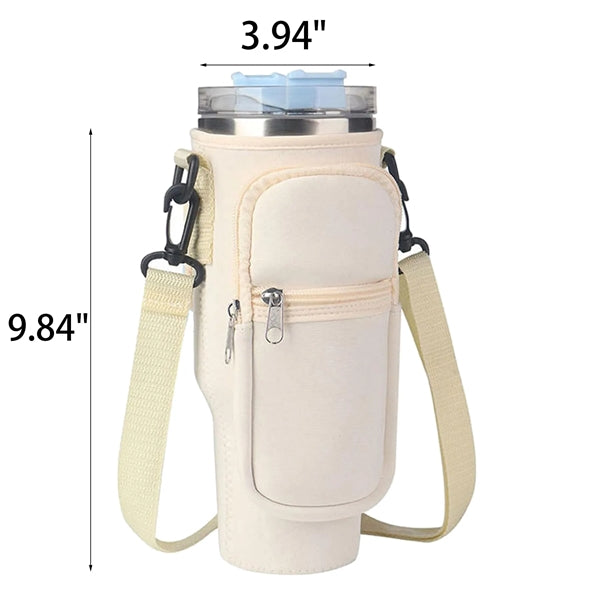 Water Bottle Carrier Bag Phone Pocket 40oz Tumbler Pouch