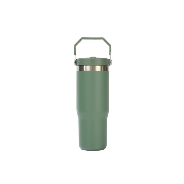 Straw Handle Stainless Steel Tumbler