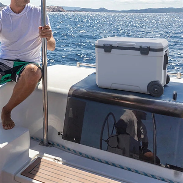 Portable Cooler Insulated Ice Chest with Wheels and Handles