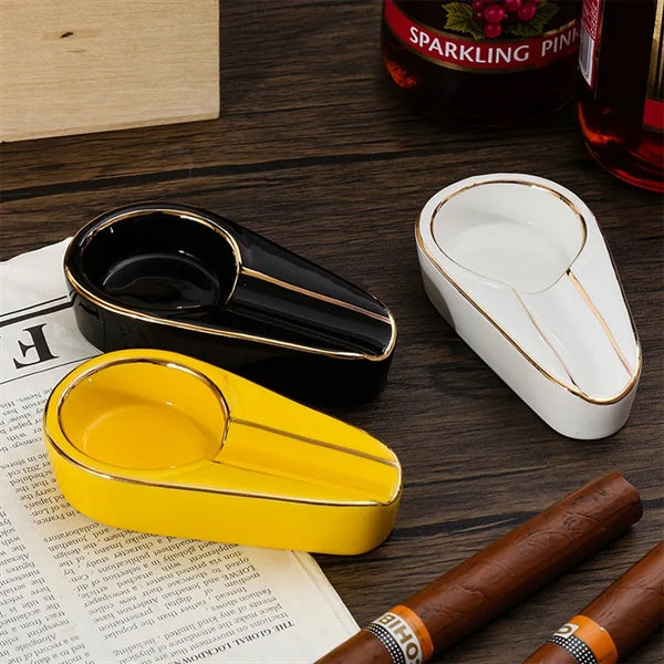 Portable Water Drop Shape Ceramic Cigar Tabletop Ashtray