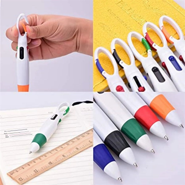 Multicolor Pen 4 Neon Color in Ballpoint with Buckle Clip