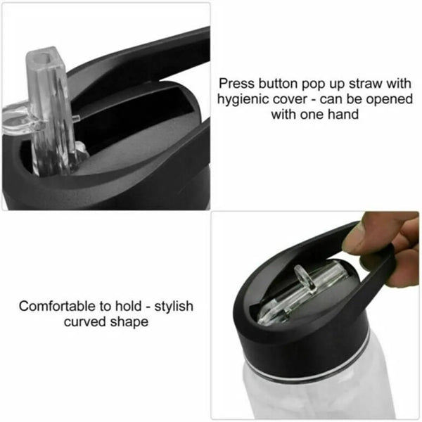 Sports Water Bottle With Straw Top Lid