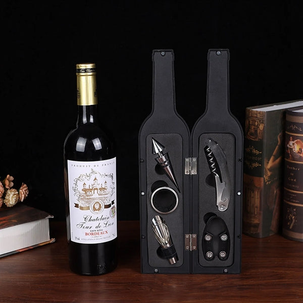 5pcs Wine Tool Set with Bottle Shaped Case