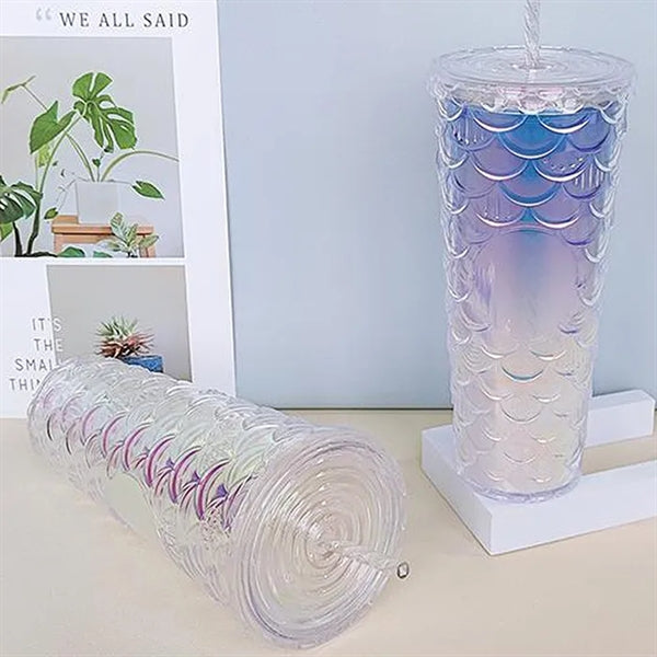 Fish Scale Studded Double Plastic Cup