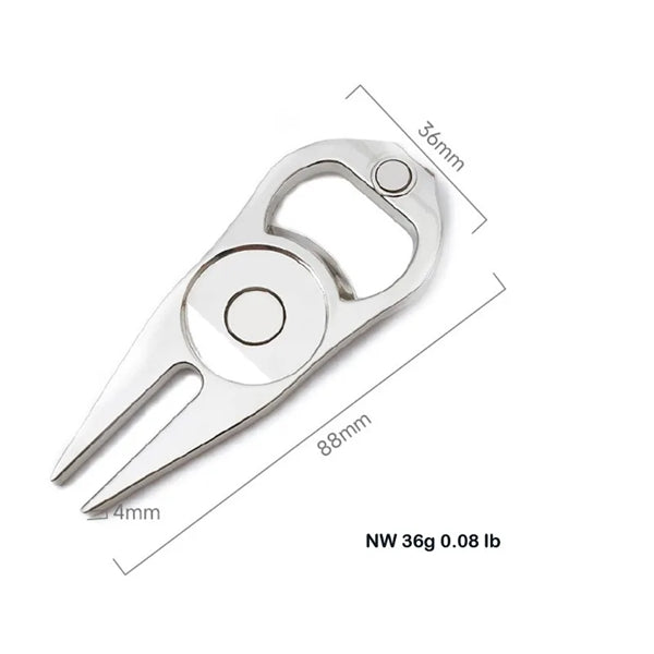 Golf Divot Tool With Magnetic Ball Marker Bottle Opener