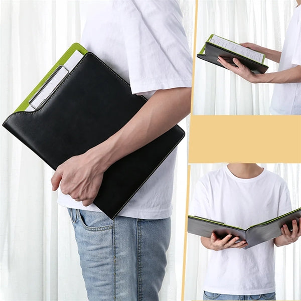 PU Leather Folder with Large Pocket and Card Slot