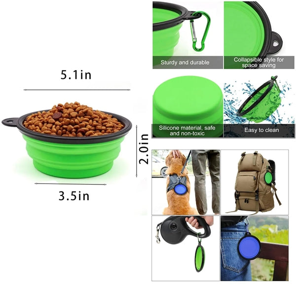 Foldable Silicone Pet Bowl With Carabiner