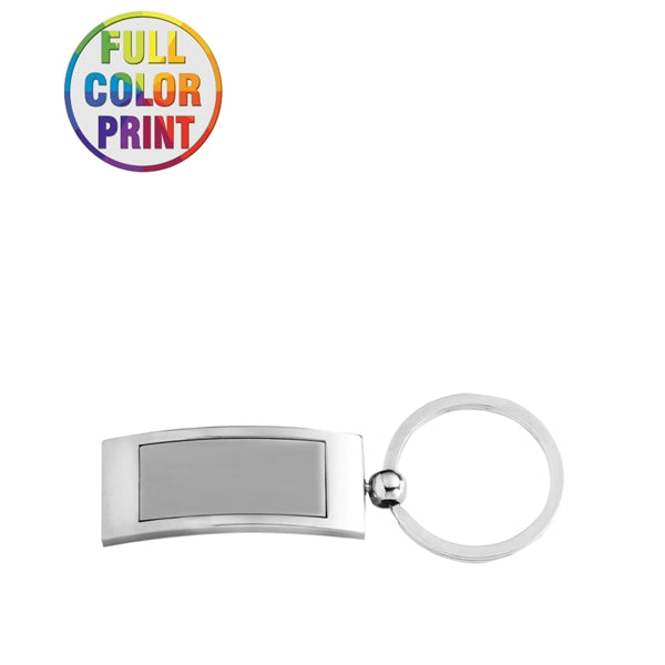Curved Rectangle Shaped Metal Keychain-Full Color Dome