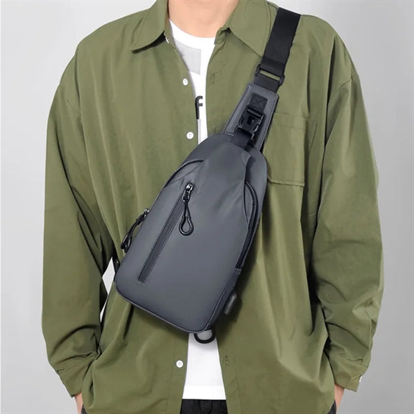 PU Men Sling Crossbody Anti Theft Shoulder Bag Daypack