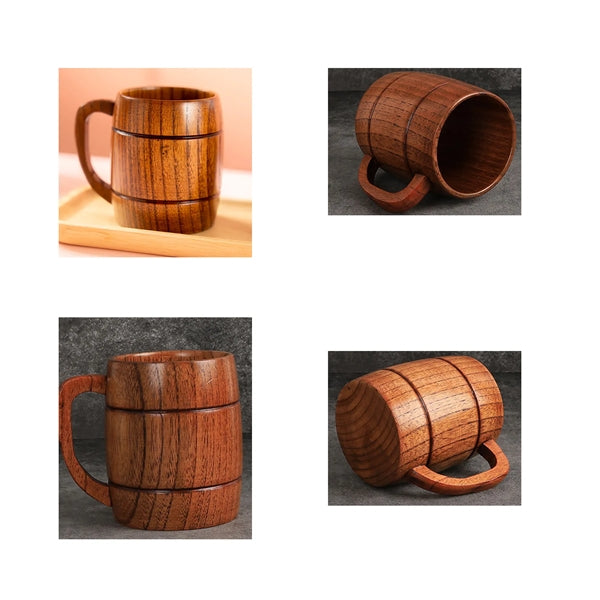 12 OZ Jujube Wooden Barrel Shaped Beer Mug