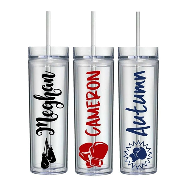 16 Oz. Double Wall Acrylic Tumbler w/Lid & Straw